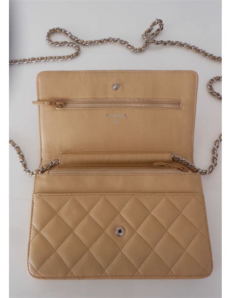 wallet on chain chanel beige